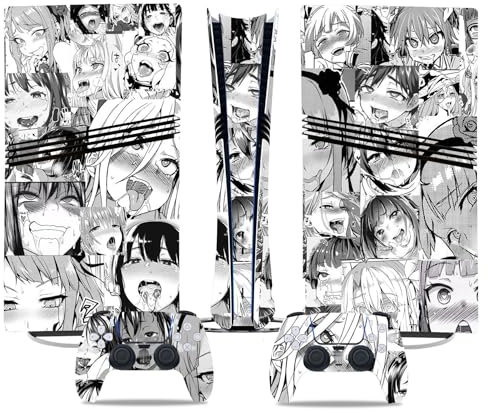 Anti Rayures Anime pour PS5 Pro Disk Edition Skin for Console and Controllers Vinyl Sticker Durable Scratch Resistant Compatible with for PS5 Pro 80207 sans Mousse