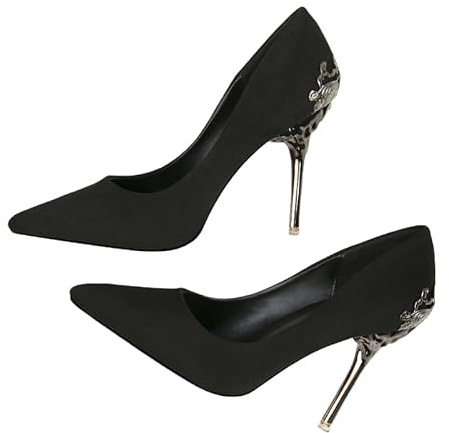 Stiletto Stiletto High Heels, 10CM Damen Pumps Spitz Party High Heels Sexy Basic Schuhe Damen Brautschuhe Geschlossen Ergonomisch Abendschuhe Wildleder (schwarz,40)