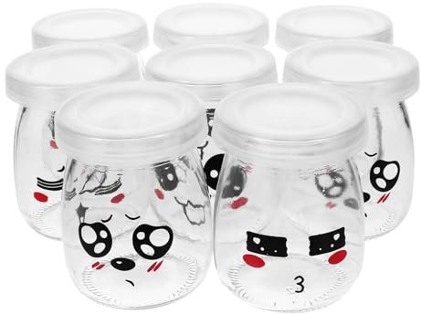 VALICLUD 8 pièces Bouteilles Verre pour Yaourt Couleurs Motifs Aléatoires Bouteilles Réutilisables et pour Faciles à Nettoyer