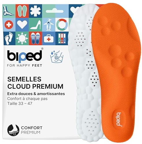 biped semelles Cloud ultra douces pour sport, usage quotidien et chaussures de travail – Semelles orthopédiques amortissantes avec coussinet de talon – Mousse massante z2938(orange,39-41)