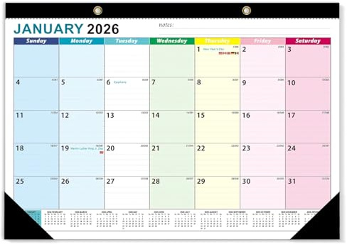 Wandkalender 2026–2027,18-monatiger A3-Wandkalender für die Familie, Jan 2026–Juli 2027, 120 g/m² dickes Papier mit julianischen Daten, große linierte Felder, ideal für die Planung zu Hause oder