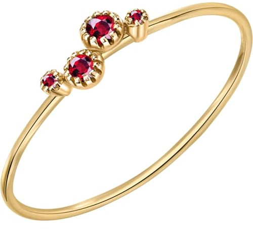 Ayoiow Eheringe 585Er Gold 14K Gelbgold, Dünn Rubin Ring Gold 585 Damen, Eheringe Frauen Gold
