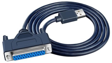 QUEENYARD Druckerkabel USB 2.0 auf Paralleladapter DB25 Druckerkabel mit Rändelschrauben Steckern Datenübertragung USB auf