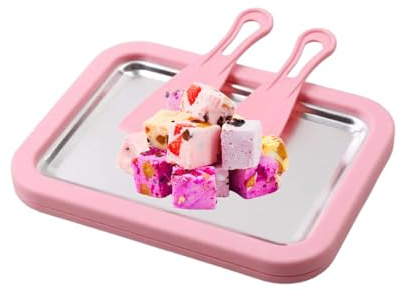 Rollmaschine – Set zum Rollen | Mini-Rollteller aus Edelstahl mit 2 Schabern, gefrorenem -Sorbet
