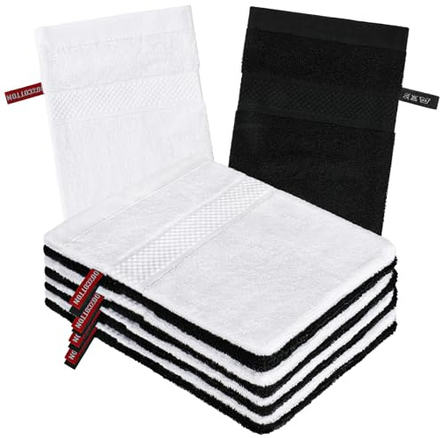 PHOGARY 8 Manoplas de Baño 100% Algodón, 16 x 23 cm | manoplas baño guante exfoliante corporal manoplas guantes blancos algodon