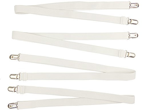 Toweter 2 Set,4 Stück 29 to 82 unter Matratze Bett/Bettlaken Verschluss verstellbar, Kreuz und quer Bettlaken Bänder Hosenträger, slipcover Verschluss, Langen Riemen Clip Bands (Weiß)