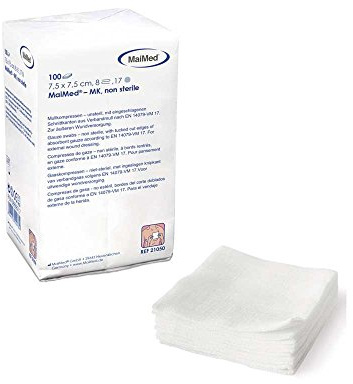 100x MaiMed Mullkompressen, Kompresse, Wundkompressen, Verbandmull, unsteril, 10 x 10cm, 12-lagig