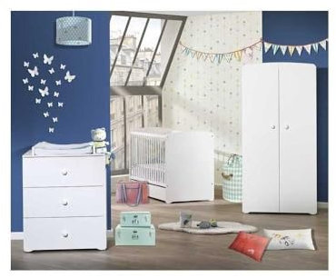 Baby Price 1p375 Babyzimmer Kinderzimmer Trio Bett + Kommode + Schrank