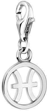 Nenalina Sternzeichen Fische Karabiner Charm Anhänger für Bettelarmband aus 925 Sterling Silber 713292-000