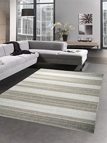 CARPETIA Teppich Sisal Optik Küchenläufer Küchenteppich Streifen grau Größe 80x150 cm