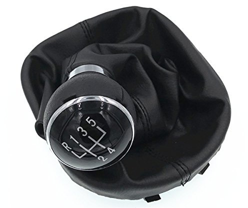 HZTWFC 5-Gang-Schaltknauf-Gamaschenmanschette aus Leder für VW Touran Caddy MK2 2003-2010 2004-2009 Leather Car Gear Gaiter Boot Parts