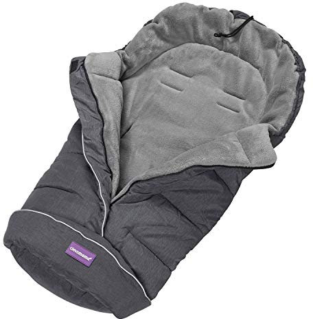 ClevaMama Chancelière Bébé Poussette Universelle Coupe-vent et Résistante à l’eau, Sac Porte-bébé Thermique Automne Hiver avec Tissu Polaire Doux, Couverture Enveloppante - 0-3 ans - Gris - 96x98 cm