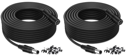 Tonton DC Verlängerungs Kabel 10Meter (33ft) 2.1mm x 5.5mm DC Netzteil Kompatibel DC Adapterkabel DC Verteiler Verlängerungskabel für CCTV Sicherheitskamera IP Kamera Recoder usw. 2Pack 10M(Schwarz)
