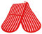 A & B TRADERS Butcher Stripe Double Oven Gloves, Quilted Cooking Pot Holder Heat Resistant (Red/White)