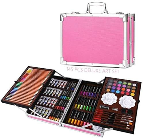 145 Pcs Deluxe Art Set,Artist Drawing&Painting Set, Art Equipment Supplies in Portable Aluminum Box,Professional Art Kit for Kids,Teens and Adults