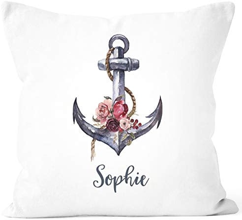 SpecialMe® Kissen-Bezug mit Namen und Buchstabe Kissen-Hülle Namenskissen Baumwolle personalisierte Geschenke Dekokissen weiß Unisize
