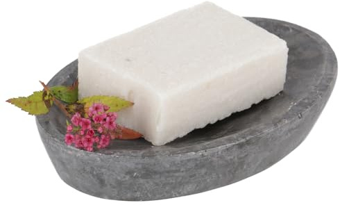 Marmor Seifenschale, Zen Schale für den Waschtisch, elegant, grau10 cm | Handgefertigte Schale aus Marmor, vielseitig einsetzbar, natürliche Maserung, ideal für Holz- und Steinwaschtische.