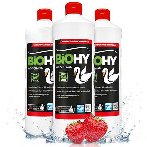 BiOHY Toilet Swan (3 x 750 ml bottle) | Gloss Power Gel for hygienic cleanliness right up to the edge | long-lasting fresh scent | Prevents limescale and urine scale (WC-Schwan)