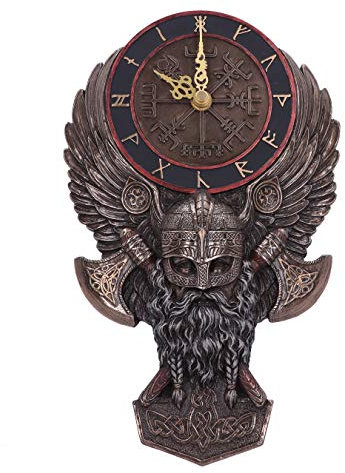Nemesis Now Vegvisir Runic Viking Nordischer Kompass Wanduhr, Bronze, 29 cm