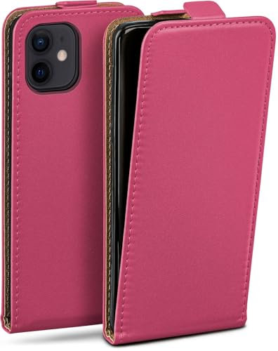 MoEx Housse à clapet à Fermeture aimantée Compatible avec iPhone 12 Mini | Simili Cuir, Rose