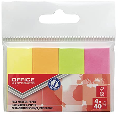 Indexhaftstreifen OFFICE PRODUCTS Papier 20x50mm 4x40 Blatt Anhänger Verschiedene Farben Pastell / / Typ-Standard/Art-Auf Aufhänger/Form-Rechteck/Material-Papier/Farbe-Verschiedene Farben