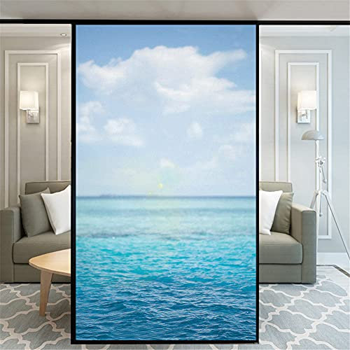 Der Strand Dekorfolie Glasmalerei Fensterfolie Sichtschuzfolie Milchglasfolie Statisch Haftend Privatsphäre Fensteraufkleber 60x90cm(23.6x35.4)
