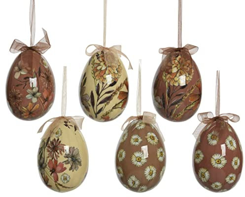 Kaemingk ausgefallene nostalgisch Bunte wetterfeste Ostereier Kunststoff-Dekoeier als Osterstrauchdeko Preis für Set a 6 Stück