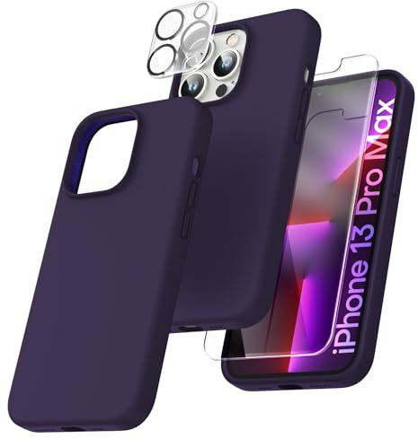 TOCOL Silicone for iPhone 13 Pro Max Case 6.7-Inch, Liquid Silicone Multi-Color Slim Silky-Soft Touch Anti-Scratch Shockproof Protective Phone Cover, Midnight Purple