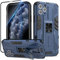 Btstring Funda para iPhone 11 Pro MAX con Cristal Templado Protector Pantalla, Carcasa Protectora Antigolpes con Soporte Reforzado - Azul