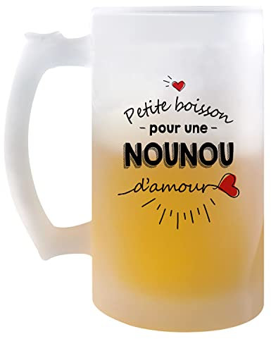 Planetee Chope de bière Petite Boisson d'une Nounou adorée | Idée Tasse Cadeau Travail Boulot Métier Retraite Collègue Femme Pinte cervoise