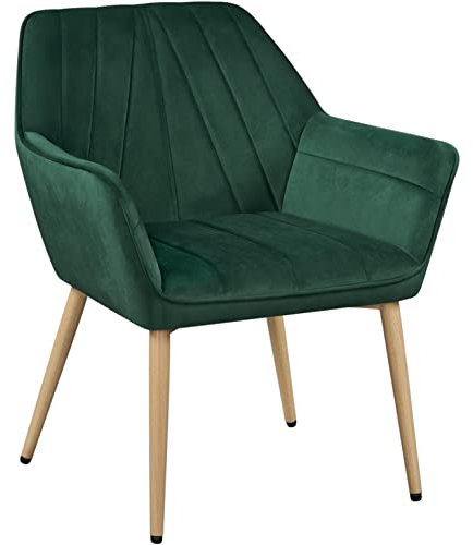 Yaheetech Velvet Tufted Vanity Chair, Modern Armchair with Flared Wide Arms and Mental Legs, Angled Back for Make up Room/Living Room/Bedroom, Green