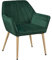 Yaheetech Velvet Tufted Vanity Chair, Modern Armchair with Flared Wide Arms and Mental Legs, Angled Back for Make up Room/Living Room/Bedroom, Green