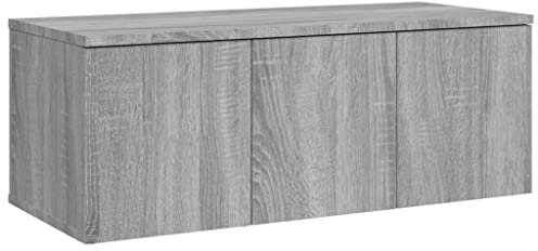 vidaXL Mueble para TV Auxiliar Soporte Televisión Compartimiento Almacenamiento Salón Sala de Estar Dormitorio Madera Contrachapada Gris Sonoma