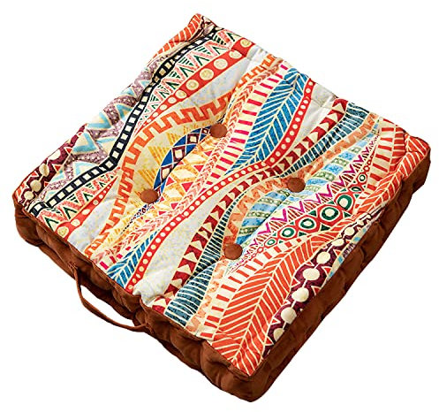 Johnear Böhmischer Druck Zierkissen Stuhl-Pads Verdicken Stuhlkissen Polsterung Sitzkissen Für Büro Sessel Sofa Yoga Meditation Balkon Tatami Bodenkissen Sitzauflage 40cm