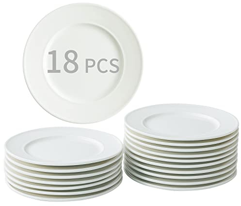 BABALIU 6 Inch White Porcelain Small Dessert Plates Set of 18