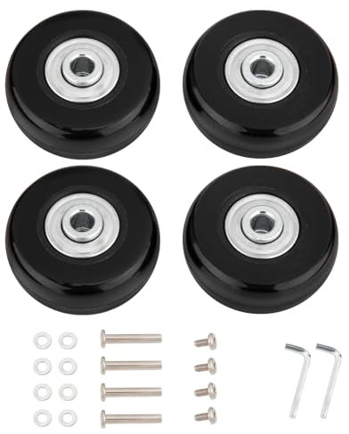LESOLEIL Kofferrollen Ersatzrollen OD 45 x 18mm, 4 Stück Koffer Rollen Eersatzteile Universal Gepäck Räder Wheels mit Achsen für Koffer Trolleys Ersatzrad