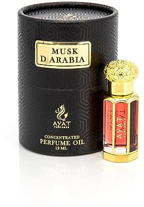 Ayat Perfumes – Parfüm-Extrakt 12 ml | schöne Flasche in einer eleganten Box | Attar Unisex ohne Alkohol | lang anhaltendes Duftöl | arabischer Duft, hergestellt in Dubai – Moschus D'Arabian