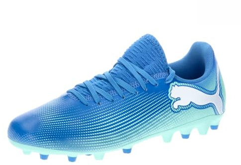 PUMA Future 7 Play MG Jr, Soccer Shoe, Hyperlink Blue-Mint White, 38.5 EU