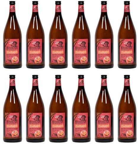 BIELMEIER Hitzkopf Glühwein Punsch Bratapfel 5,4 % vol 12x 1 Liter Glasflasche Der Genuss und die Qualität aus dem Bayerischen Wald