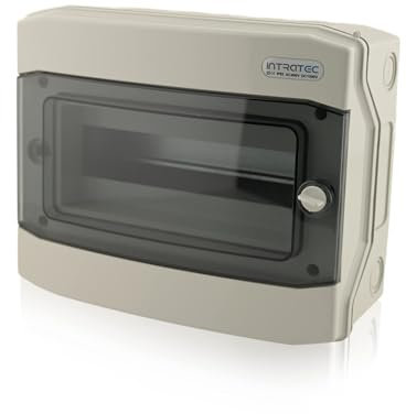 Sicherungskasten Aufputz IP65 Feuchtraum Verteiler Elektroinstallationsverteiler 1-reihig 12 Module Installation im Garten oder andere Außenbereiche Verteilerkasten Schaltkasten Aufputzverteiler