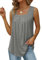 Cuptacc Tank Top Damen Loose Fit Faltenkleid Ärmellose Tshirt Breite Schultergurte Tunika Top Damen Sommer Bluse Grau Groß L