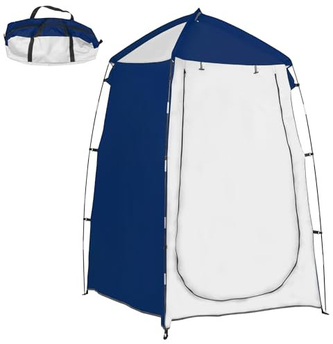 Outsunny Tienda de Ducha Camping Portátil UV25+ Tienda de Privacidad Tienda Instantánea para Baño Vestuario Cambiador Inodoro con Ventana Bolsillo y Bolsa de Transporte 123x121x198 cm Azul