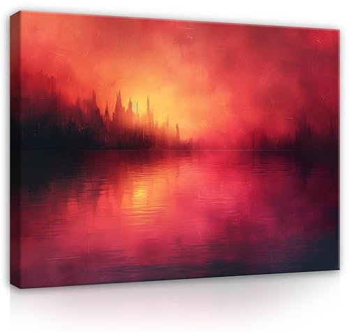 WallArena - Leinwand Bilder - Abstrakt Rot Schwarz Kunst - 40x30 cm Leinwandbilder - Bild auf leinwand - Wandbild XXL groß Wandbilder für Wohnzimmer Schlafzimmer Wohnzimmerbilder Modern