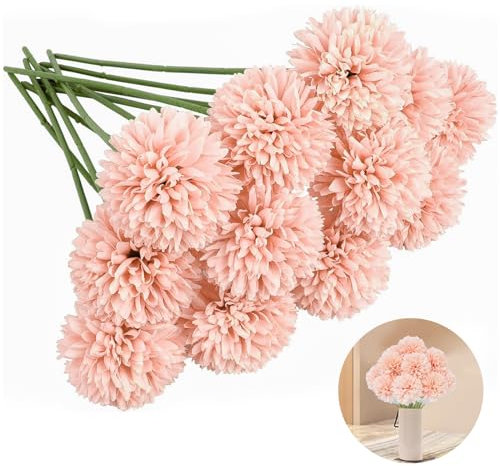 12 Pièces Hortensia Artificielle,Fleurs Artificielles Deco en Soie,Fleurs Artificielles Deco Mariage,Convient pour La DéCoration Florale de FêTe de Mariage de Jardin à La Maison(Rose Champagne)