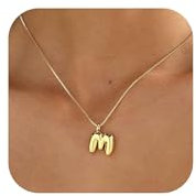 Halora Bubble Letter Necklace Gold Balloon Initial M Necklace Kette Mit Buchstaben Halskette Anhänger Buchstabenkette Damen