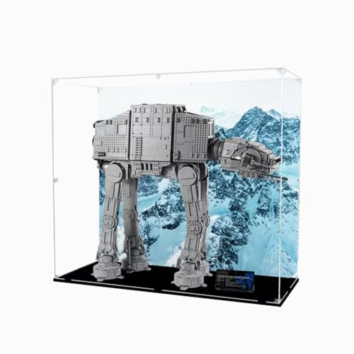 Figuren-Displaybox für LEGO 75313 für At/At Walker, Acryl, staubdicht, transparent, benutzerdefinierte Vitrine (kein Modell) (Hintergrund A (77 x 32 x 68 cm)