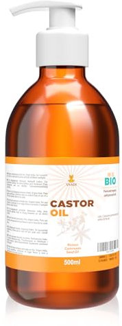 Snadi - Aceite de Ricino BIO Puro 500 ml | Prensado en Frío | Antioxidante y Antienvejecimiento | Hidratante para Piel y Cabello Secos | Ideal para Pestañas y Barba | Castor Oil