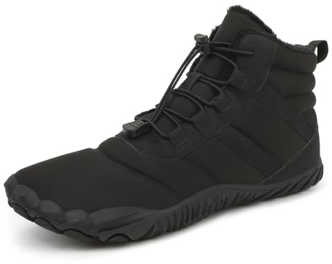 FlexEase Barefoot Scarpe Invernali Uomo Donna Antiscivolo Impermeabili Calde Barefoot Stivali da Neve Minimaliste Comode Scarpe Trail Running Trekking Escursionismo Stivaletti Matt Black 45 EU