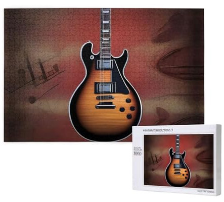 Rock-Gitarren-Puzzle, 1000 Teile für Puzzle, Holzpuzzle für Familie, Freunde, Heimdekoration, Wandkunst, 75 x 50 cm