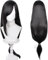 Schwarze Damen-Cosplay-Perücke, lange gerade Haare mit Pony, perfekt für Anime-Cosplay und Halloween-Partys